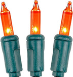 Novelty Lights 11 Feet 50 Bulbs Traditional Incandescent Mini Lights, Amber on Green Wire with 2.5" Spacing, Commercial Grade and UL Listed for Indoor/Outdoor Use, End-to-End Connectable