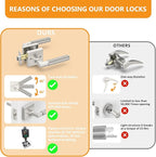 Amerdeco 3 Pack Privacy Door Handles, Brushed Satin Nickel Interior, Knurled Lever, Heavy Duty for Bedroom and Bathroom, Reversible Keyless for Right & Left Side AM0021