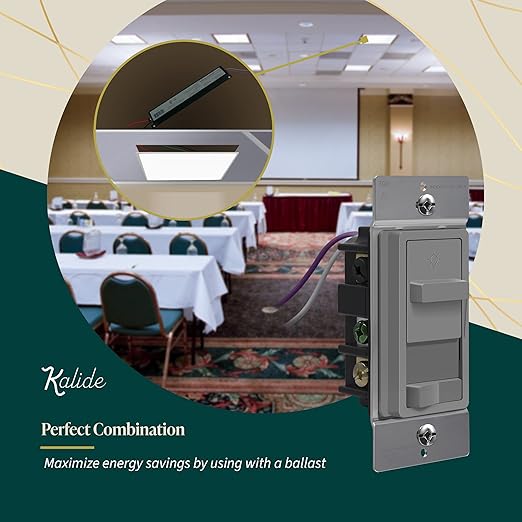 TOPGREENER Kalide 0-10V Dimmer Light Switch, LED Dimmer Switch, Low Voltage Dimmer, 3-GYay or Single Pole, 120VAC 60Hz, 120VAC 10A/ 277VAC 5A LED, TGSDS-010-GY, Gray