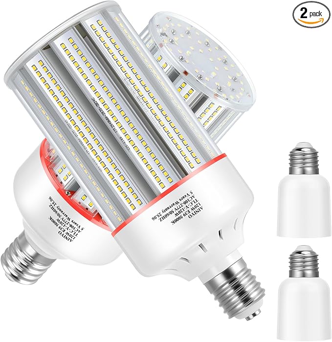 120Watt Led Corn Light Bulb,E39/E40 mogul Base,5000k Daylight,110 to 277V,15600lm,CFL HID 400W Metal Halide Replacement For Commercial/Industrial High bay lighting GYM,Parking lot,Factories(2-Pack)