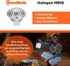 GoodBulb 20 Watt Halogen MR16 Light Bulb 20W GU5.3 Base 12V ANSI Code BAB High Output Halogen Light 3000K Soft White Light Color Clear Finish 10000 Life Hours 10 Bulbs Pack