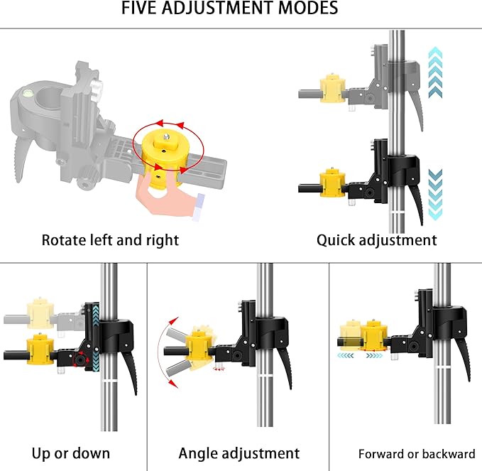 4.2m/13.77ft Multi-Function Laser Level Pole with 1/4" & 5/8" Threads - Upgraded Universal Mount for 360° Rotation & Front-Back Adjustment