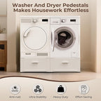 29" Washer and Dryer Pedestals with Drawer- Laundry Pedestal Stand for Washer and Dryer – Set of 2,Alloy Steel Washing Machine Stand Raiser, washer dryer pedestal 14.3'' Height White