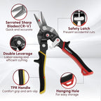 ARROW 8-inch Tin Snips for Cutting Metal Sheet, CR-V Steel Aviation Snips, High Leverage Labor-saving Metal Cutter, Straight Cut