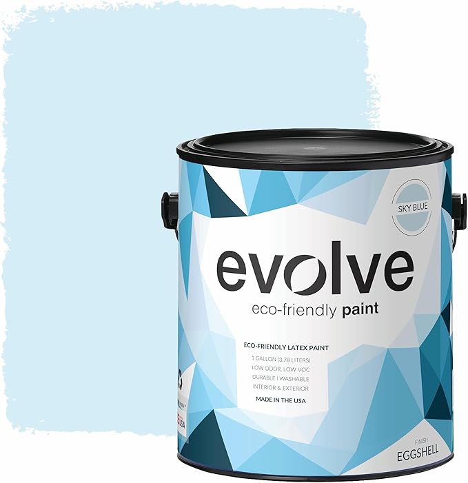 EVOLVE Paint & Primer: Environment-friendly, Low Sheen with One-coat Coverage for Interior & Exterior surfaces (Sky Blue, 1-Gallon)