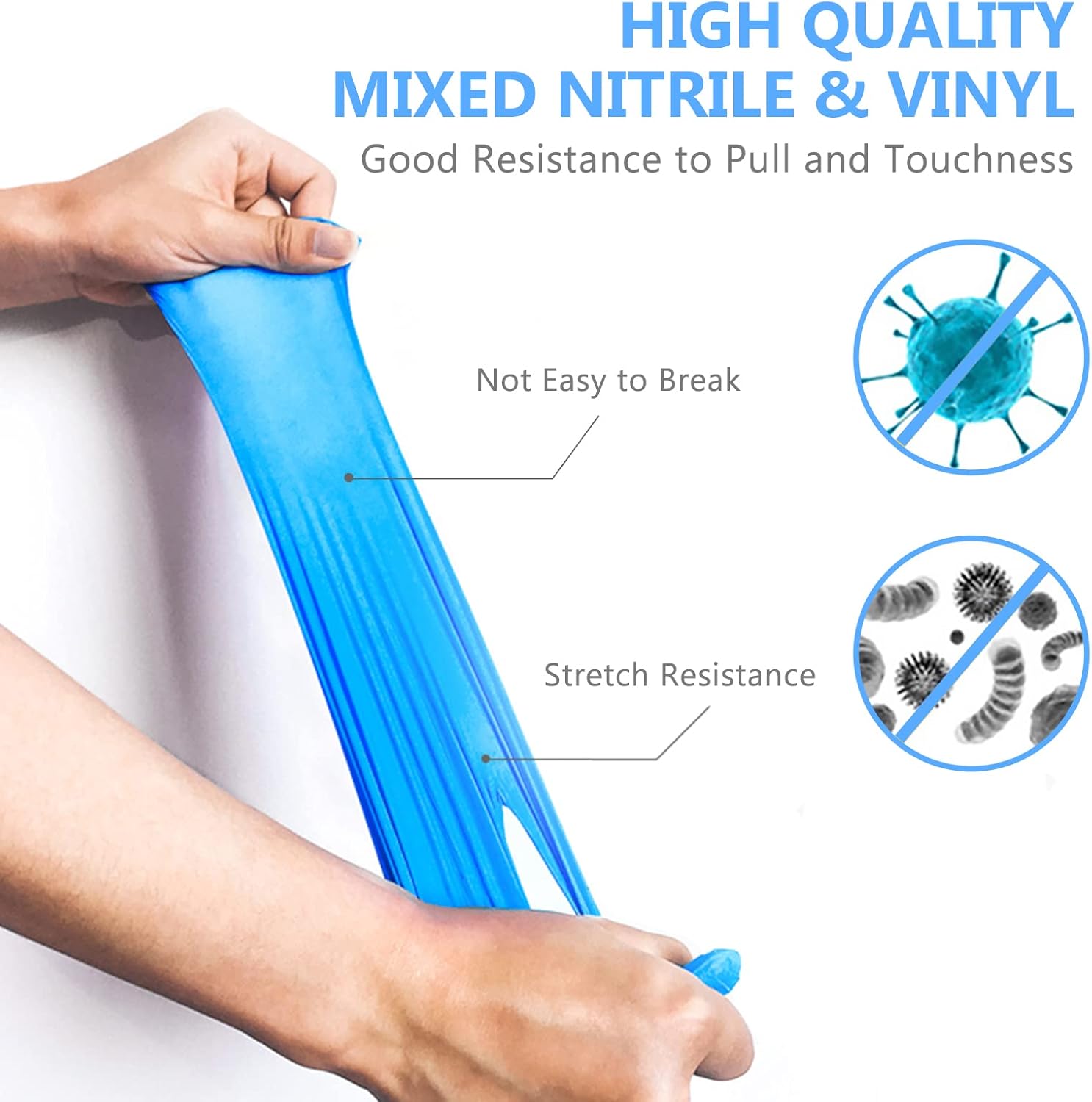 squish Disposable Gloves, Blue 4 mil Vinyl Synmax Exam Gloves Non Sterile, Powder Free, Latex Free - Cleaning Supplies, Kitchen and Food Safe(Pack of 100) (Blue X-Large)