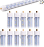 12-Pack 5FT 48W T8 LED Tube Light FA8 Single Pin Base Daylight 6000k V-Shaped Double Row LED Chips 5 Foot LED Bulbs to Replace T8 T10 T12 Fluorescent Light, ETL Listed