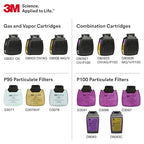 3M Secure Click Full Face Reusable Respirator with Large Lens, Speaking Diaphragm and Push Button Seal Check, FF-801, Painting, Sanding, Chemical Clean-up, Sawing, Small