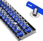 Ernst Manufacturing Socket Boss 2-Rail 1/4-Inch-Drive Socket Organizer, 13-Inch, for Toolbox drawer - Blue (8495) - Made in the USA