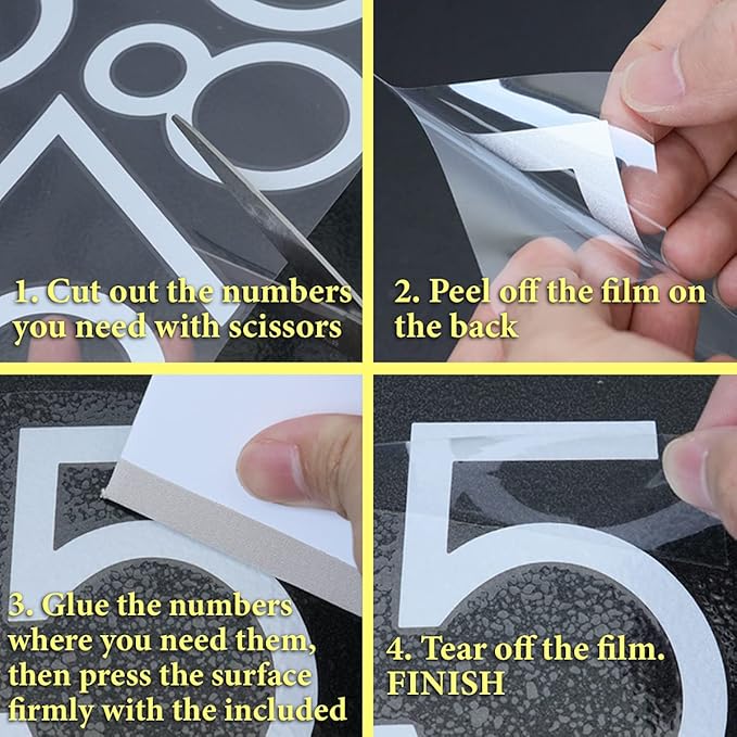 2 inch Reflective Mailbox Numbers Sticker (0-9, 5 Sets) Modern Number Vinyl Waterproof Number Self Adhesive Sticker for Signs, Door, Cars, Trucks, Home, Address Number