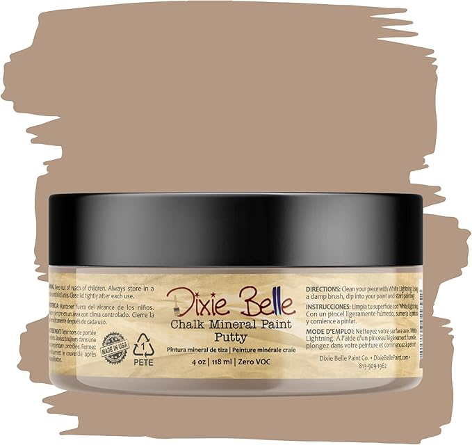 Dixie Belle Paint Company Chalk Finish Furniture Paint - Putty (4oz) - Matte Muted Taupe Chic Chalk Mineral DIY Furniture Paint