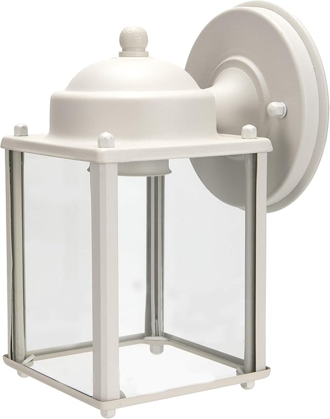 LIT-PaTH Outdoor Wall Lantern, Wall Sconce as Porch Lighting Fixture, E26 Medium Base, Aluminum Housing Plus Glass, Bulbs NOT Included, 2-Pack, White Finish