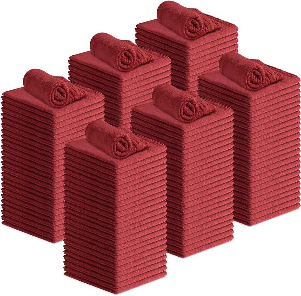 Avalon Towels Cotton Shop Rags – (Pack of 150) Size 12x14 Inches Cleaning Rags – Absorbent Shop Towels and Multipurpose Cleaning Towels for Automobiles, Industries, Garage and Homes (Red)