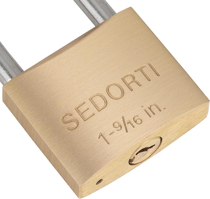 Weatherproof Padlock with Stainless Steel 304 Short Shackle and Solid Brass Body, 1-9/16 in. Wide, 12 Padlocks Keyed Alike, Marine Grade Rustproof Lock for Outdoors Use