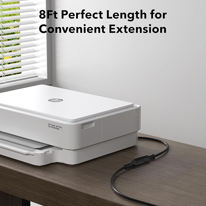 BN-LINK 8 ft Indoor/Outdoor Extension Cord 16/3 SJTW, Black, Water & Weather Resistant, 3-Prong Grounded Plug for Landscaping & Holiday Decorations, Home & Office, 13A ETL