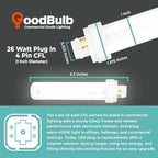 GoodBulb 26 Watt CFL Light Bulbs 4 Pin G24Q-3 Base 4100K Cool White 26W High Output 1800 Lumens Double Tube Compact Fluorescent Light Bulbs Plug-in 10 Pack