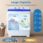 28lbs Portable Washing Machine with 18lbs Wash and 10lbs Spin, Twin Tub Washer Compact Machine with Drain Pump, Mini Portable Washer for Home, Camping, RVs, and Small Spaces, Blue