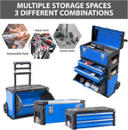 BIG RED Stackable Rolling Tool Box Portable Metal Toolbox Organizer,Separate Rolling Upright Trolley Tool Chest with Wheels and 2 Drawers for Garage/Workshop,ATRJF-C305ABDU,19.1"L x 12.2"W x 30"H,Blue