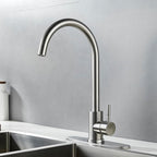 Single Handle High Arc Brushed Nickel Kitchen Faucet Stainless Steel Commercial Single Hole Kitchen Sink Faucet, Modern One Hole Bar Sink Faucet with Deck Plate