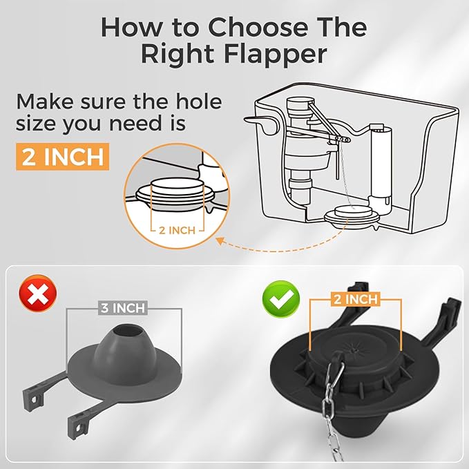 Universal Toilet Repair Kit for Inside Tank – Includes Adjustable Fill Valve & 2-Inch Flapper, Quiet & Easy Installation (Black, 2-Pack)