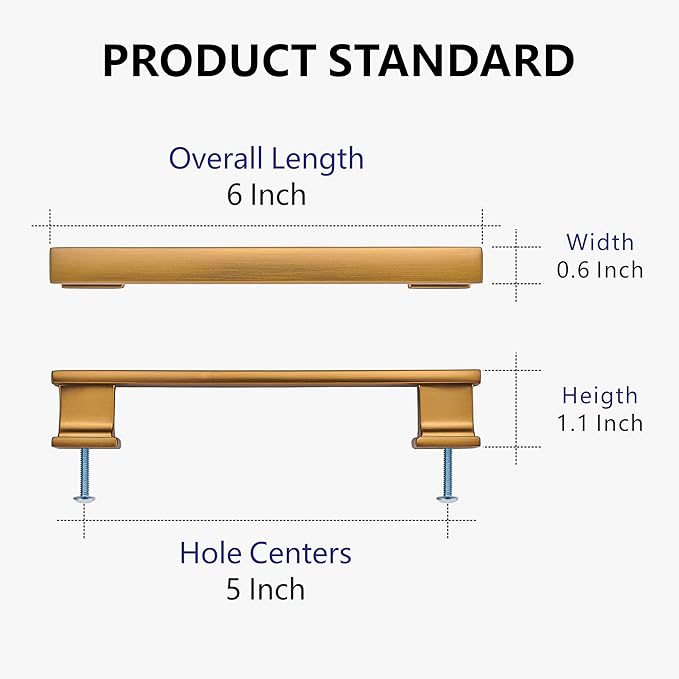 10 Pack 6 Inch Length|5 Inch(128mm) Hole Center Champagne Bronze Kitchen Cabinet Handles, Cabinet Pulls Kitchen Cabinet Hardware, Cupboard Pulls, Drawer Handles
