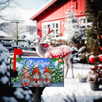 Winter Gnomes Welcome Mailbox Cover Magnetic Standard Size Snow Pine Tree Mailbox Cover Snowflake Post Mailbox Wraps Waterproof Xmas Decor for Yard Garden 18 X 21 Inch