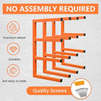 2 Pack Wood Organizer and Lumber Storage Rack Wall Mount, Heavy Duty Wood Storage Organizer Racks with 4-Level System for Garage, Workshop, Basement, Holds Up 220 LBS Per Level (Orange)