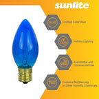 Sunlite Incandescent C9 Colored Night Light Bulb, 7 watts, 120 Volts, Intermediate E17 Screw Base, 2000 Rated Hours, Christmas-Lights Nightlight, Transparent Blue, 25 Pack
