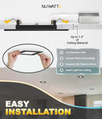 NUWATT 12 Pack 4 Inch Square Ultra-Thin LED Recessed Lighting, Selectable 2700K/3000K/3500K/4000K/5000K, 630 Lumens Dimmable, IC Rated, Black Slim Panel Light, Canless Wafer Lights, Metal J-Box