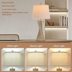 Bedside Lamps Set of 2 Unique Modern Vintage Table Lamp Rustic Farmhouse Desk Lamps for Living Room End Tables Bulb Not Included, Linen Shade, 26.5 in,Grey