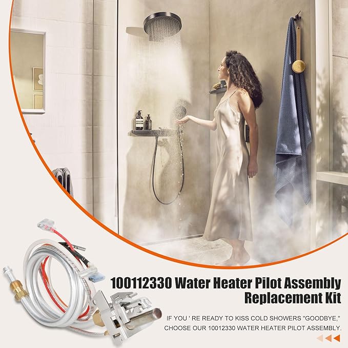 Upgrade 100112330 Water Heater Pilot Assembly, Replace 9007876 Thermopile, Compatible with 300 301 Series Whirlpool Water Heater Parts & A.O.Smith, American, State, Kenmore, Reliance