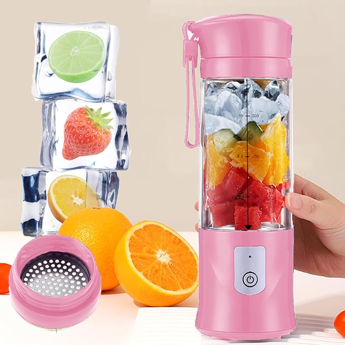 Personal Blender for Shakes and Smoothies, Portable Blender, Mini Small Juice Mixer machine for Kitchen, Office, Gym, 4000mAh (Pink)