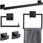 YACVCL 5 Pieces Black Bathroom Accessorie Set 23.6 Inch Towel Bar Set,SUS304Stainless Steel Bathroom Hardware Set,Wall Mounted Towel Holder Set for Bathroom