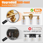 DLLT 3-Light Bathroom Light Fixtures: Gold Modern Vanity Wall Lights with E26 Bulbs - Clear Glass Shade Bathroom Wall Lamp for Mirror Kitchen Living Room Hallway Cabinet Porch