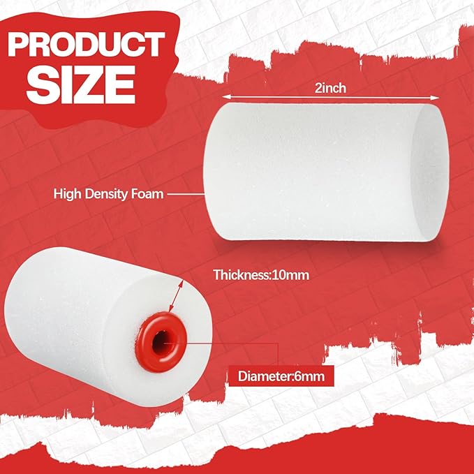 Nuogo 120 Pcs 2 Inch Foam Paint Roller High Density Foam Roller Mini Paint Roller Refills Paint Edger Tool for Walls Brings Smooth Finishes Flat Surfaces