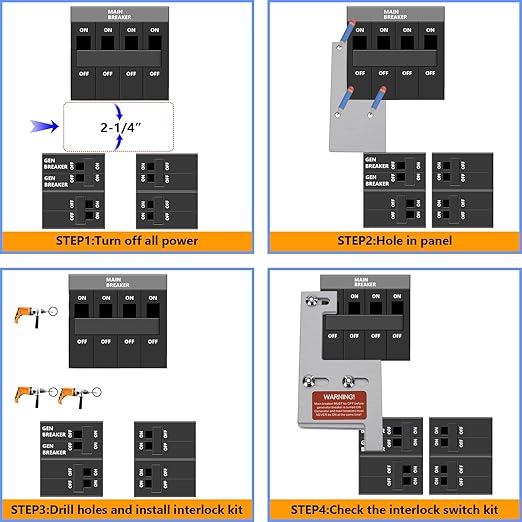 Generator Interlock Kit Compatible with GE General Electeric Vertical Main 150 and 200 AMP Panels, 2 1/4 Inch Spacing Between Main and Branch Breaker, Professional Interlock Kit(GE-200HDA)