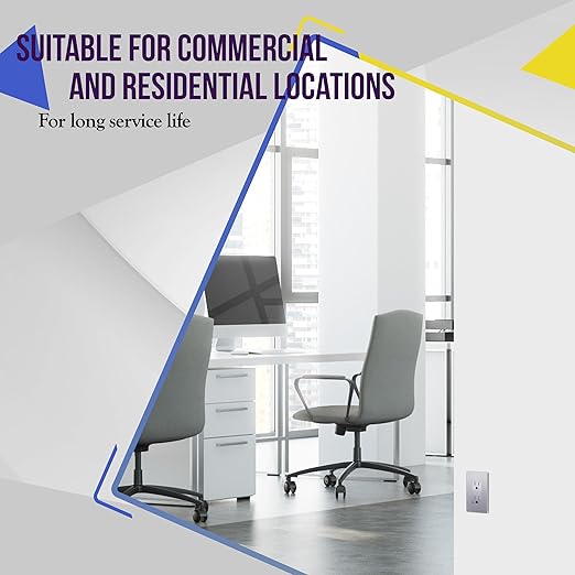 ENERLITES Elite Series Decorator Receptacle, Child Safe Tamper-Resistant Outlet, Self-Grounding, Residential Grade, 15A 125V, UL Listed, 61501-TR-SVWP, Silver with Wall Plate