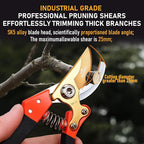 Heavy Duty Pruning Shears，Garden Scissors & Clippers with Red-BIDMLI 8.66" SK5 Steel Blades & Aluminum Alloy Handles, Tree Branch Cutter, Ideal for Thick Branches, Dry Twigs, Flower Pruning Tool.