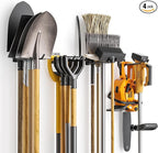 Wall Mount Garage Tool Organizer Storage Hook for Yard Shed, Garden Tool Holder Organizer Rack, Metal Garage Garden Tool Hanger for Lawn Organizer Holds Shovel,Rakes,Brooms,Hoses 4 Pack