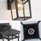 Outdoor Wall Lantern, Exterior Lighting Fixtures Wall Mount, 2 Pack Black Outdoor Sconce with Seeded Glass, Exterior Porch/Patio Lights for House Front Door Garage