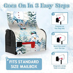 Hello Winter Snowman Mailbox Cover Magnetic Large Size 25.5 X 21 Christmas Snow Pine Tree Post Letter Box Wrap Covers Oversized for Garden Yard Outdoor Xmas Decor