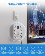 Short Extension Cord 2 inch, Small Power Strip Flat Outlet Extender Surge Protector with 8 AC Outlets 6 USB (5V/4.8A 24W), Mini Extension Cord Flat Wall Plug for Home Office Dorm Kitchen Bathroom