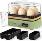 Evoloop Rapid Egg Cooker Electric 6 Eggs Capacity, Soft, Medium, Hard Boiled, Poacher, Omelet Maker Egg Poacher With Auto Shut-Off, BPA Free (Green)
