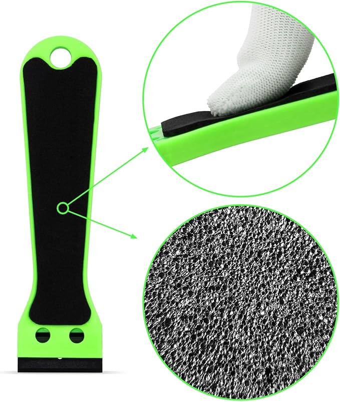 EHDIS 2pcs Plastic Razor Scraper 6-inch Long Handle Adhesive Remover Tool with 100 Double-Edge Blades for Window Tint Vinyl Scraper Decal Sticker Glue Remove (‌Neon-Green)