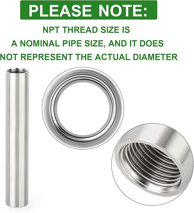 TAISHER 2PCS Stainless Steel Pipe Fittings, 3/4" NPT x 3/4" NPT Female Threaded, 6" Length Nipple Cast Pipe