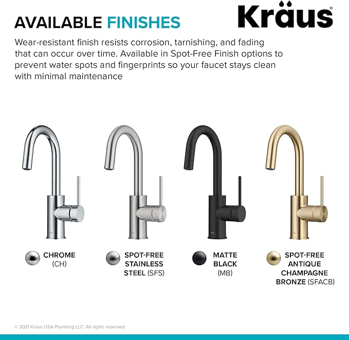 KRAUS Spot Free Oletto Single Handle Kitchen Bar Faucet in All-Brite Stainless Steel Finish, KPF-2600SFS (Pack of 1)