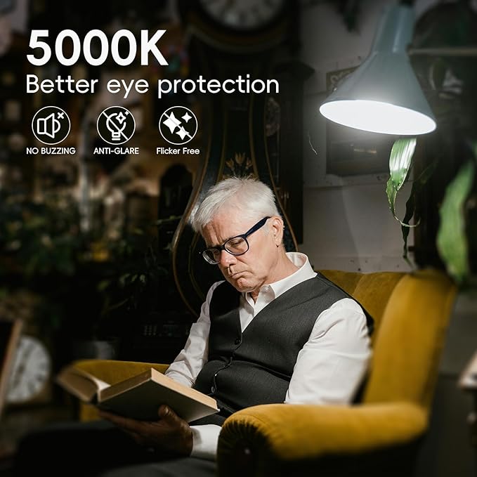 Jensense Edison LED Light Bulbs 8Watt Dimmable Light Bulbs 5000K Daylight White, E26 LED Bulb 60watt Equivalent, LED Vintage Bulbs 800lm CRI 90 Clear Glass 6 Packs