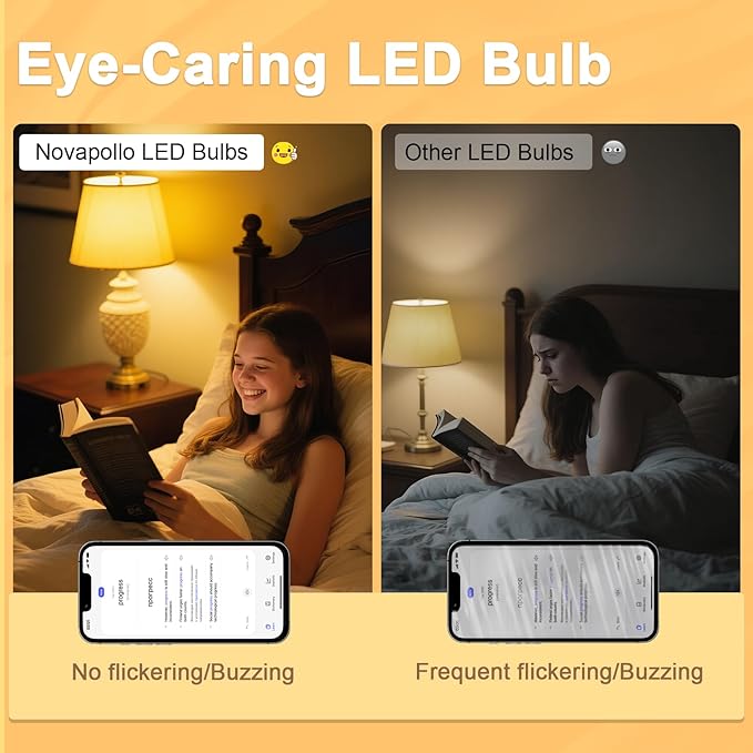 A19 LED Light Bulb Dimmable, 60W Equivalent, 2700K Warm White 800 Lumens Lightbulb, E26 Base, 8W C80+ CRI LED Vintage Edison Bulbs,4 Pack