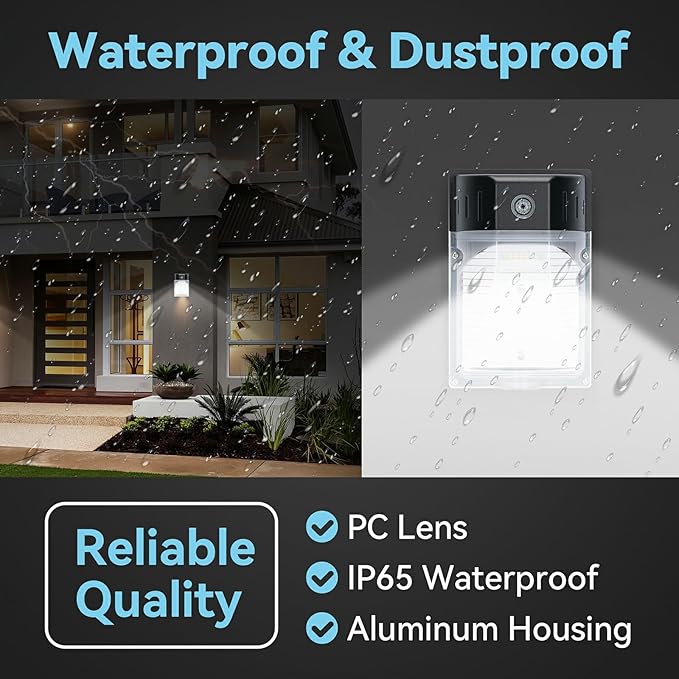 30W LED Wall Pack Light with Dusk to Dawn Photocell 4Pack, 3900LM 5000K Daylight, LED Wall Lights Outdoor Security Lighting for House Garage Yard Garden, IP65 Waterproof, 100-277VAC, ETL Listed