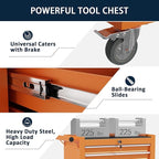 7-Drawer Metal Rolling Tool Chest with Wheels,Tool Storage Cabinet with Locking System，Toolbox with Wheels for Garage, Warehouse, Workshop, Repair Shop (Orange, 7-Drawer)
